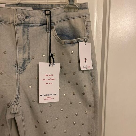 Skinnygirl Fritz Skinny Ankle Jeans W30 Light Wash Studded - Picture 1 of 11